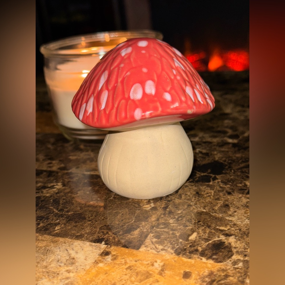 🍄 Red Polka Dot Ceramic Mushroom Decor Fairy Garden Cottagecore